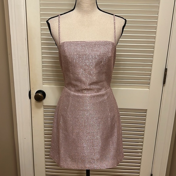 Lulus Earned Your Win Metallic Lace-Up Mini
Dress in Pink, Size Medium, NWT - Picture 3 of 17